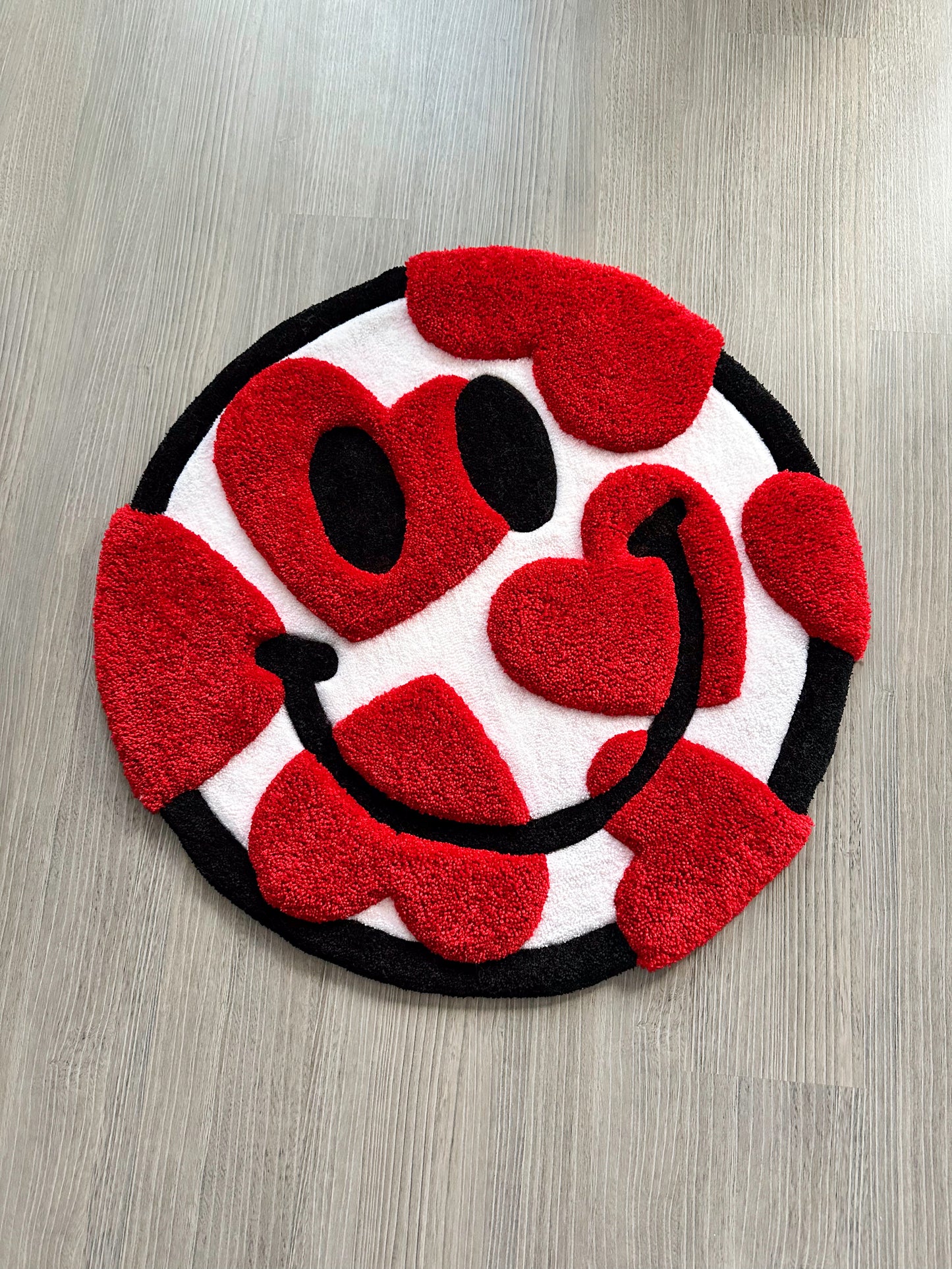 Trippy Smiley 3D Rug with Hearts