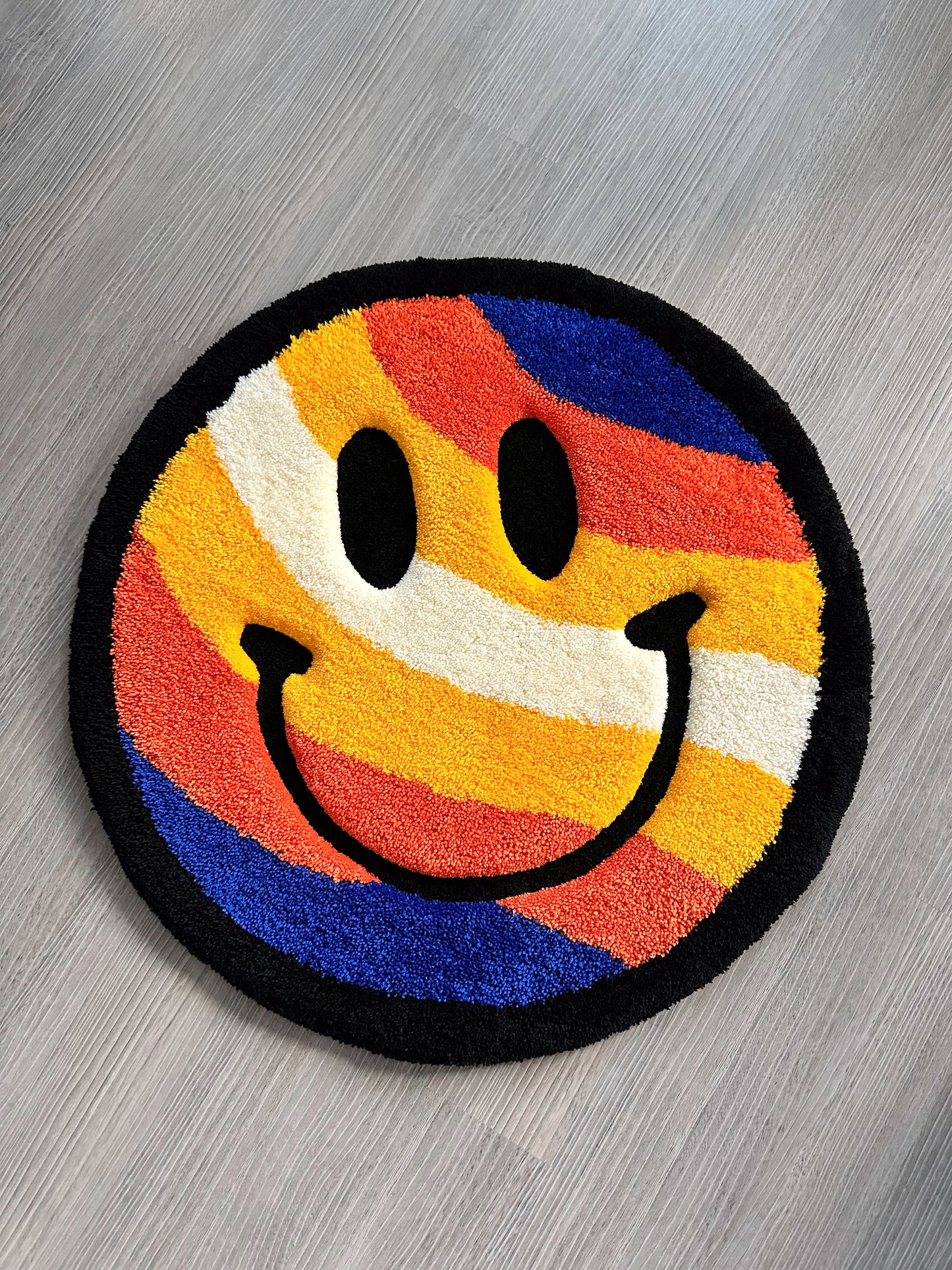 Trippy Smiley 3D Rug with Lines